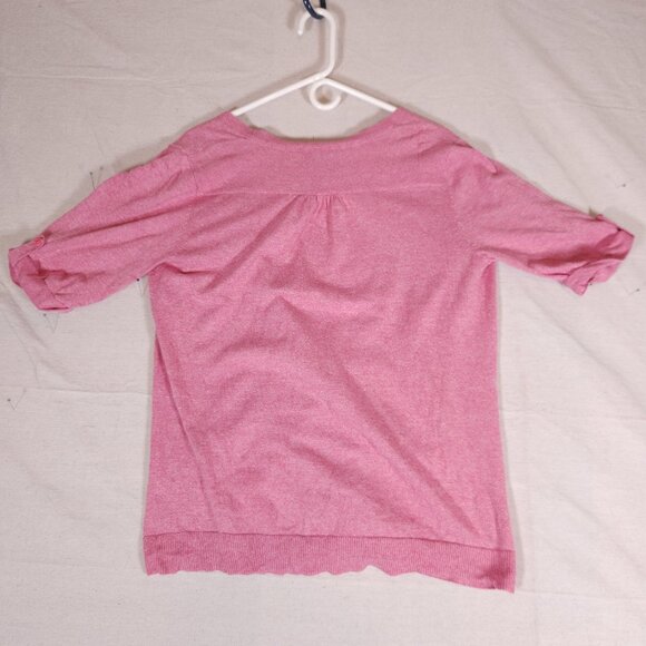 Croft & Barrow Womens Cardigan Sweater L Heather Pink Open Front Layering Preppy - Picture 14 of 16